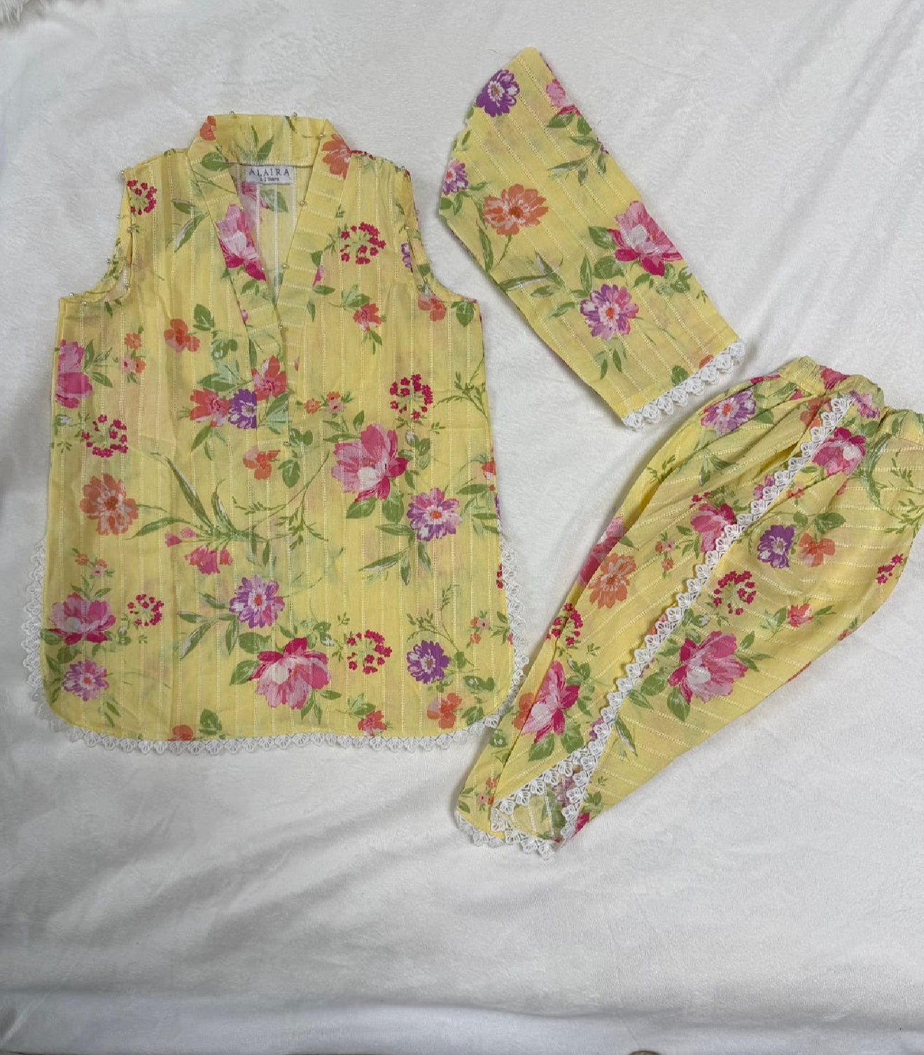 Yellow Floral Baby Girl Kurta Set