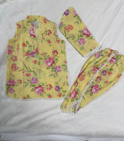 Yellow Floral Baby Girl Kurta Set