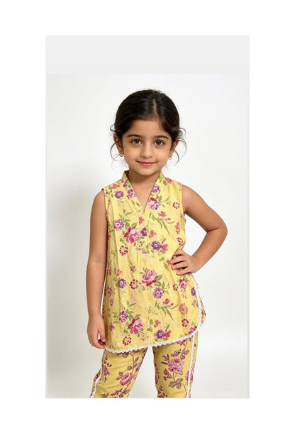 Yellow Floral Baby Girl Kurta Set